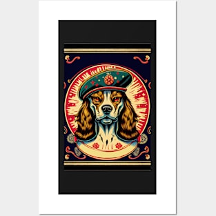 Psychedelic Dog wearing Beret Posters and Art